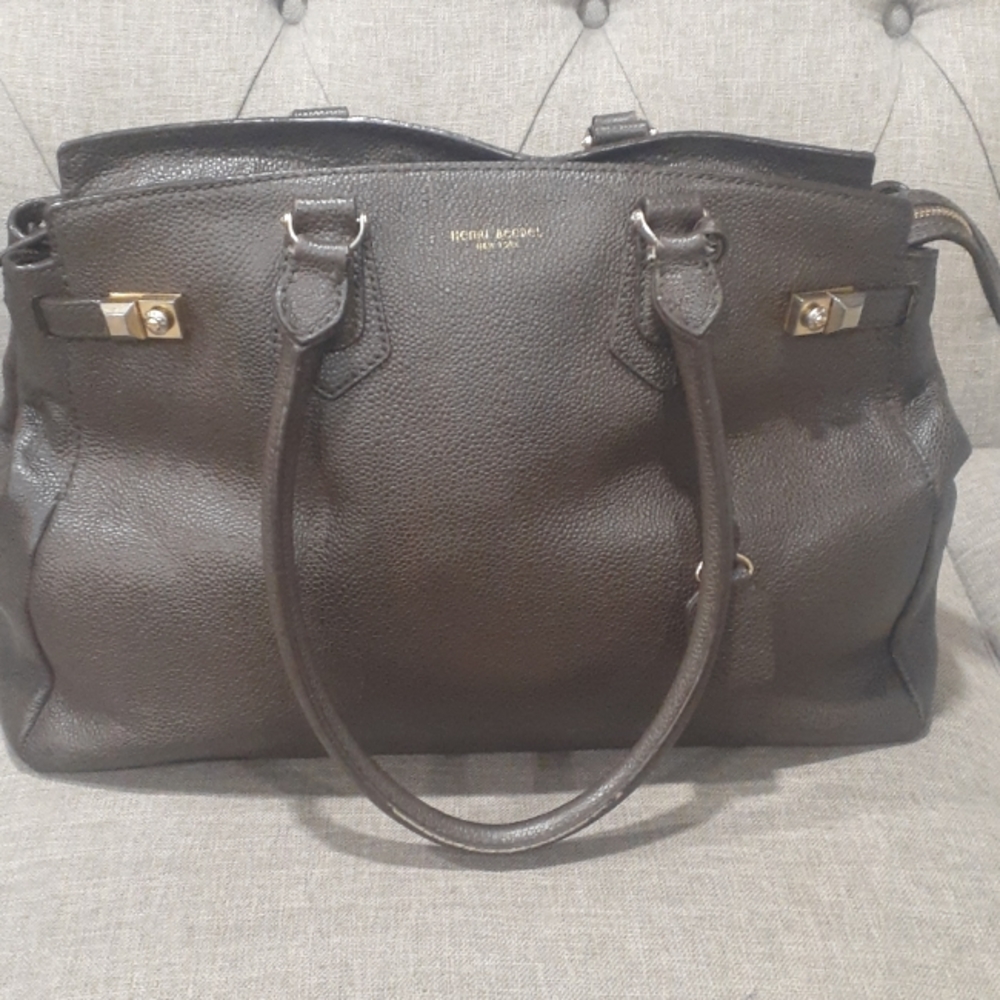 Henri Bendel brown large leather tote shoulder bag